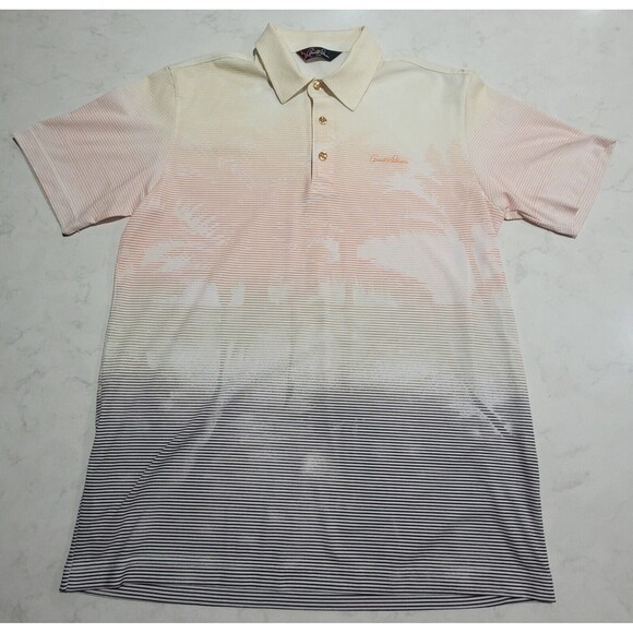 Arnold Palmer 95 Golf Polo Large Palm Trees Gradient Yellow White Black Gradient - Picture 1 of 12